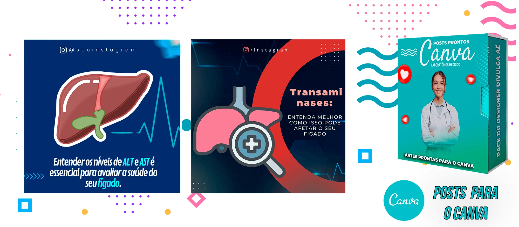 Pack de Posts Prontos para o Canva - Laboratórios Médicos - Laboratório de Análises Clínicas + Legendas - Imagem 28