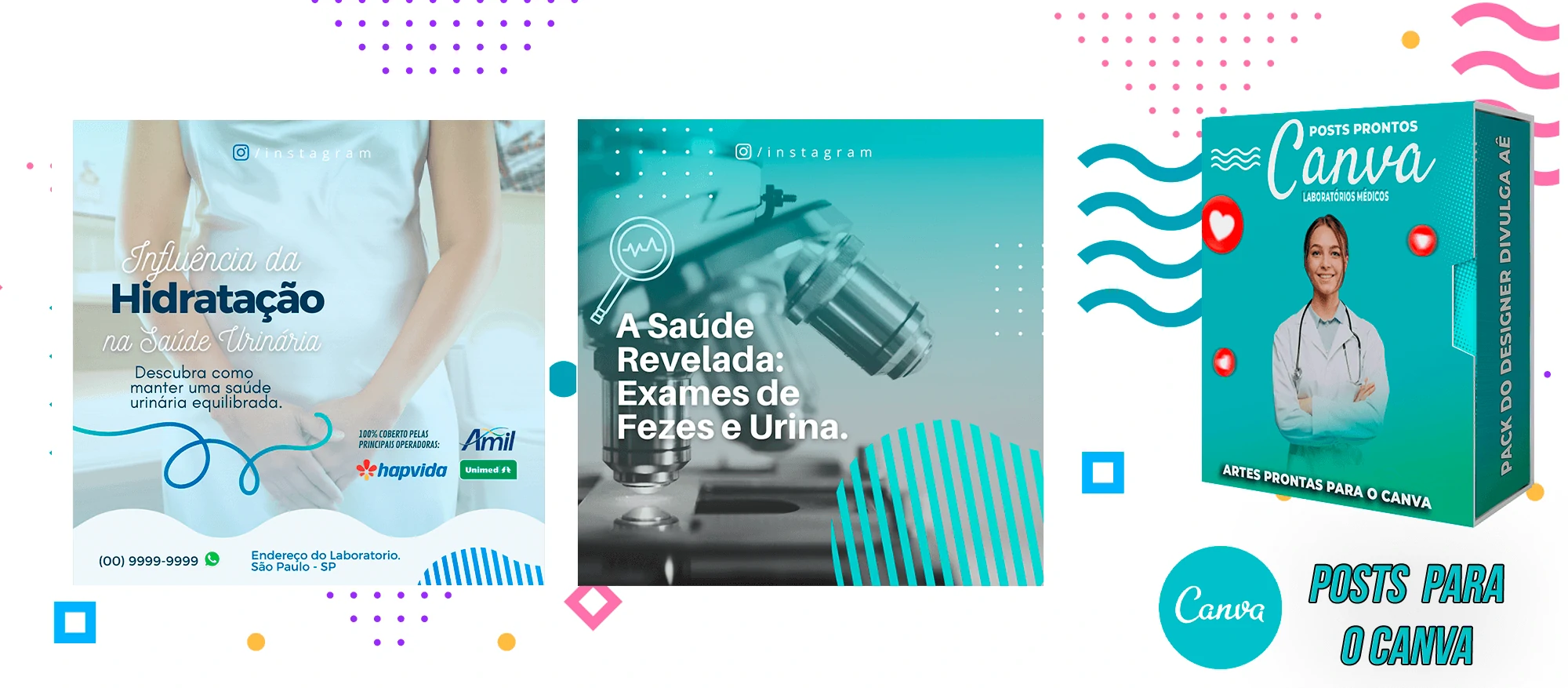 Pack de Posts Prontos para o Canva - Laboratórios Médicos - Laboratório de Análises Clínicas + Legendas - Imagem 27