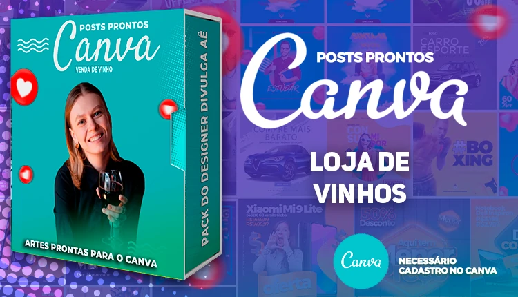 Pack de Posts Prontos para o Canva - Loja de Vinho