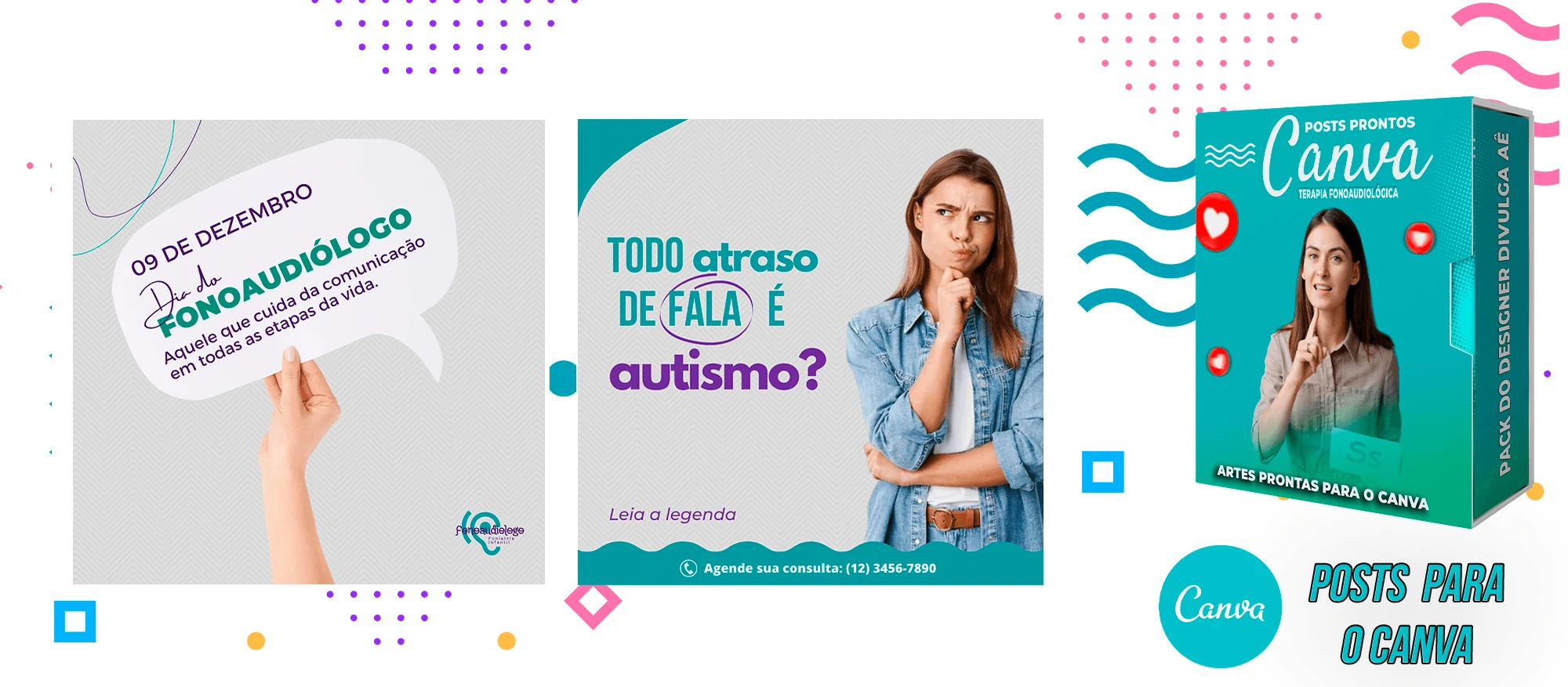 Pack de Posts Prontos para o Canva - Fonoaudiólogo + Legendas Prontas - Imagem 25