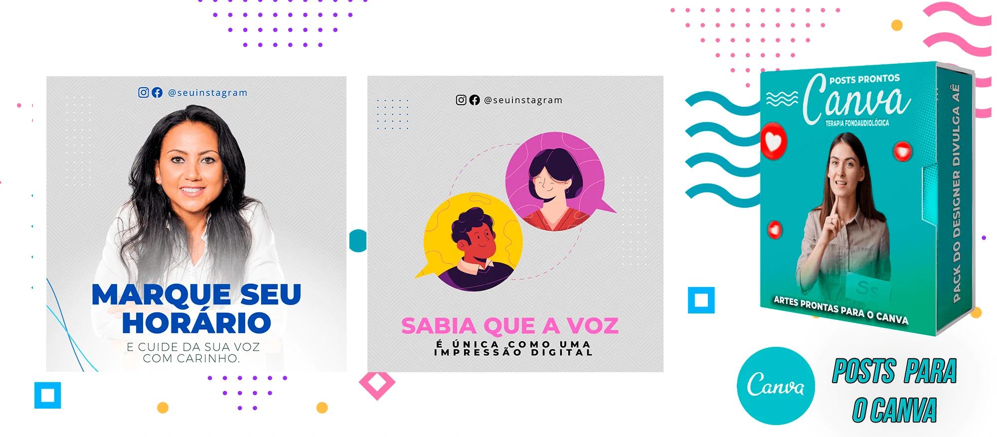 Pack de Posts Prontos para o Canva - Fonoaudiólogo + Legendas Prontas - Imagem 27