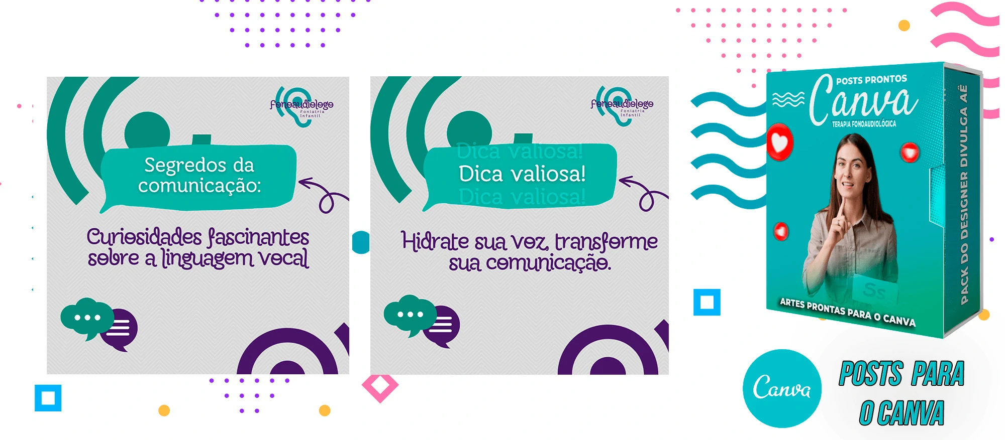 Pack de Posts Prontos para o Canva - Fonoaudiólogo + Legendas Prontas - Imagem 19