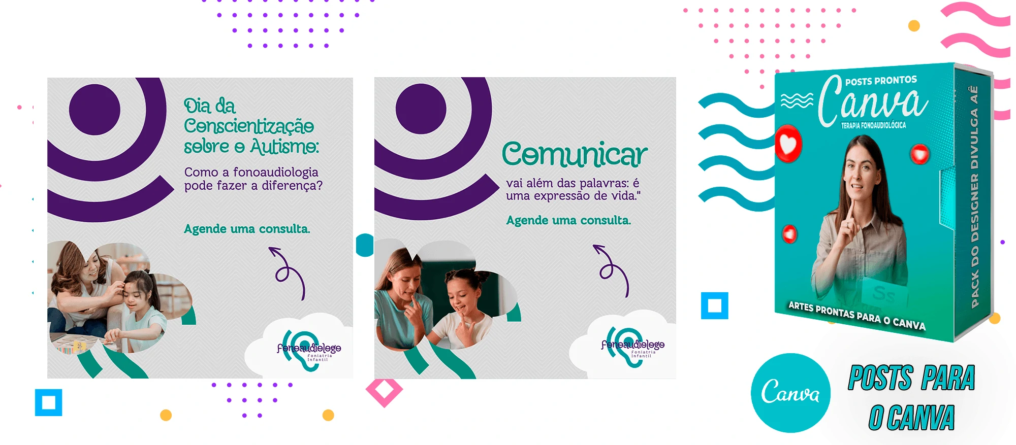 Pack de Posts Prontos para o Canva - Fonoaudiólogo + Legendas Prontas - Imagem 22