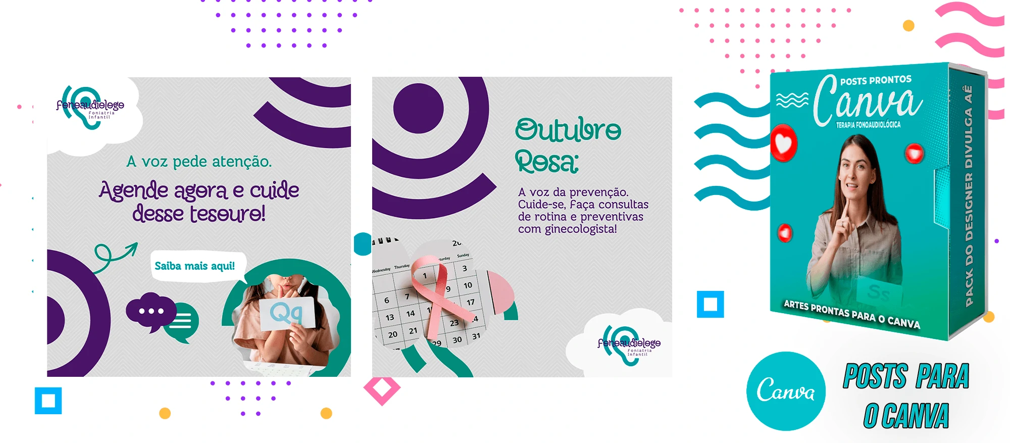 Pack de Posts Prontos para o Canva - Fonoaudiólogo + Legendas Prontas - Imagem 23