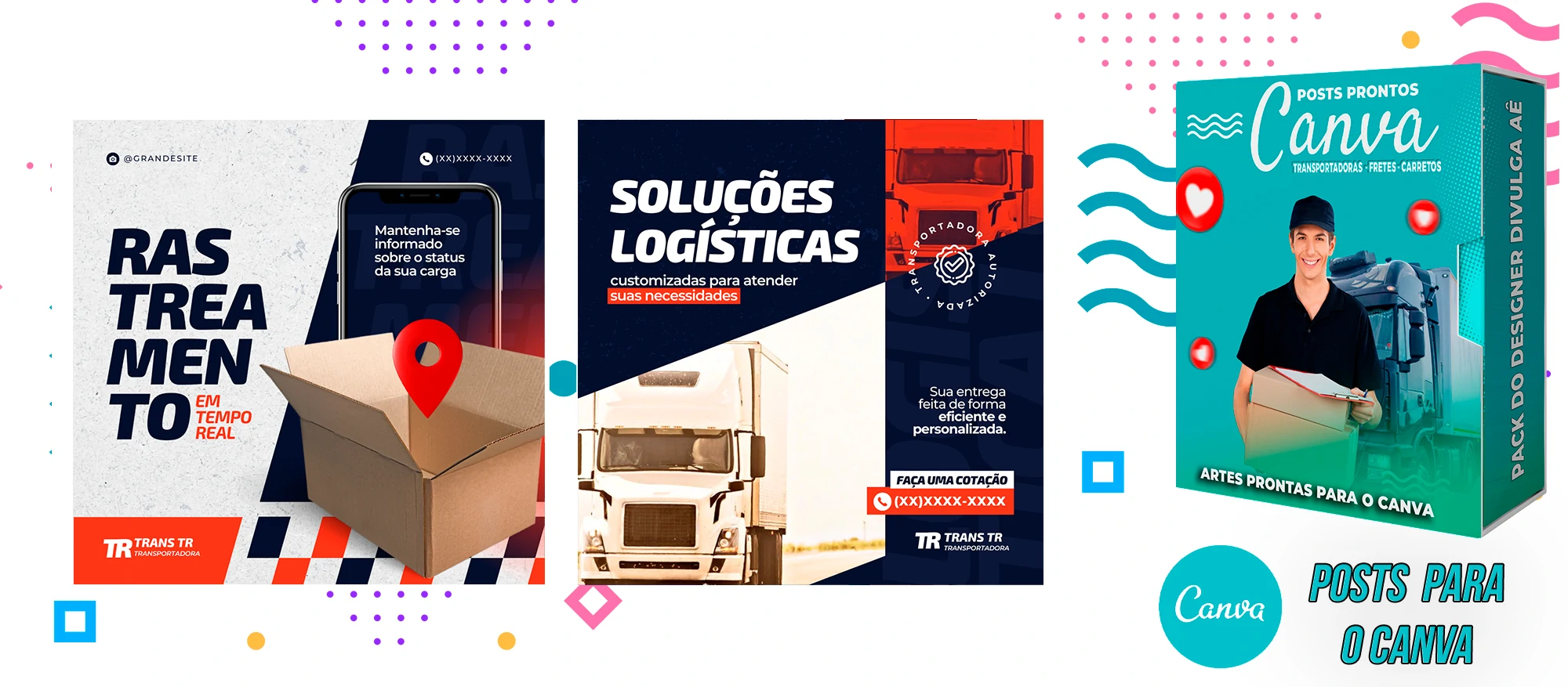 Pack de Posts Prontos - Transportadoras - Fretes - Carreto no Canva + Legendas - Imagem 23