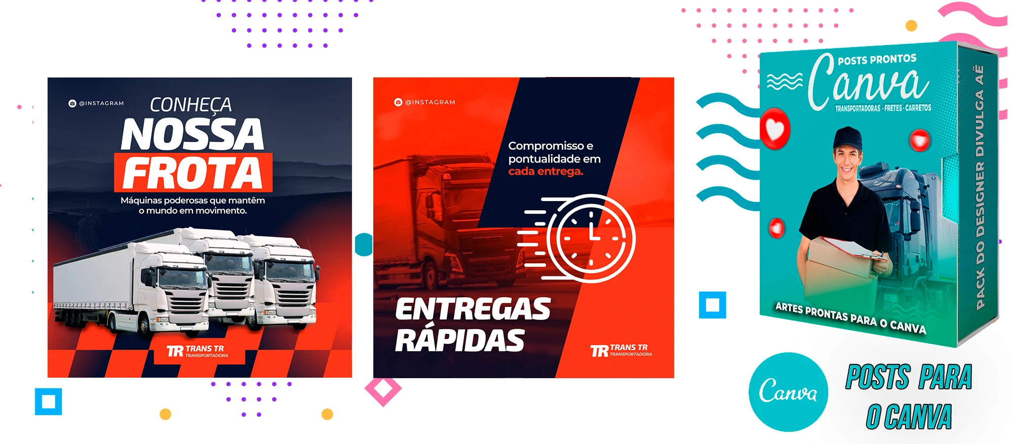 Pack de Posts Prontos - Transportadoras - Fretes - Carreto no Canva + Legendas - Imagem 11