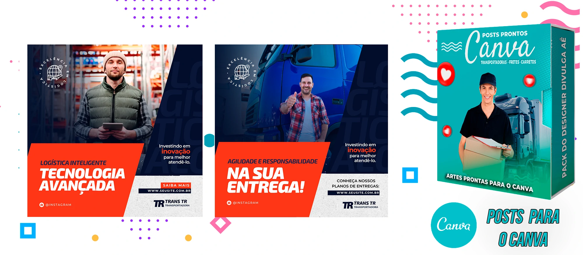 Pack de Posts Prontos - Transportadoras - Fretes - Carreto no Canva + Legendas - Imagem 6