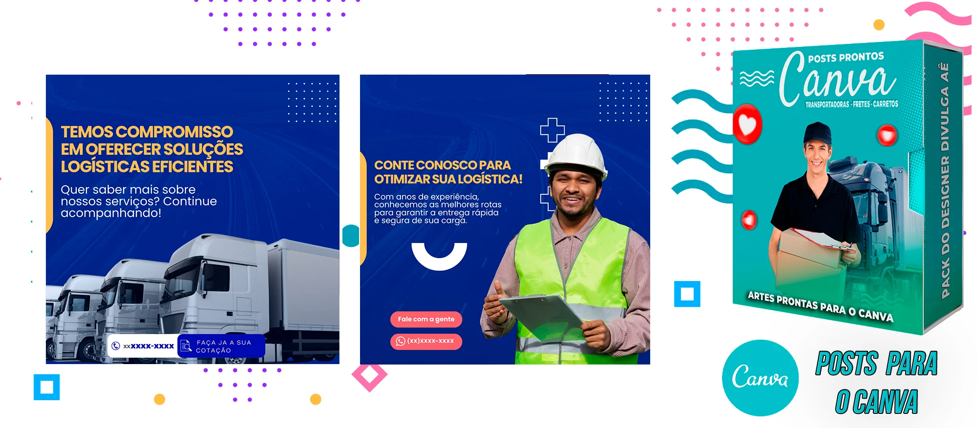 Pack de Posts Prontos - Transportadoras - Fretes - Carreto no Canva + Legendas - Imagem 26