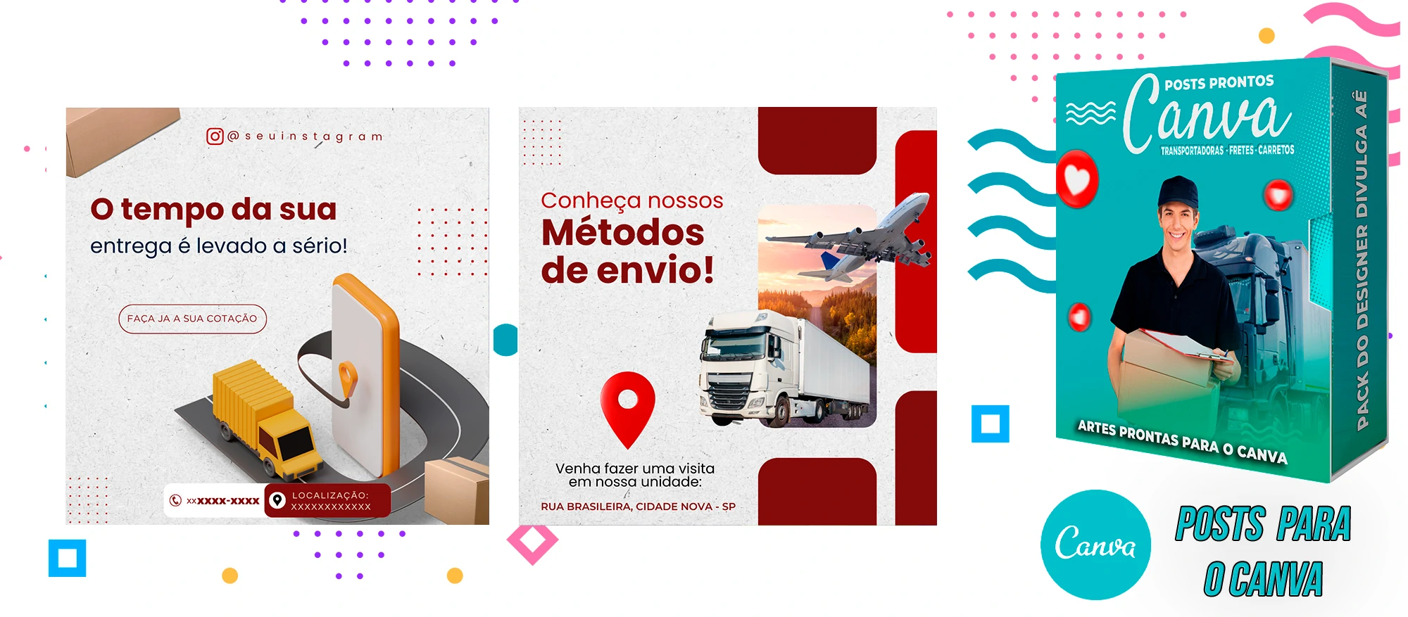 Pack de Posts Prontos - Transportadoras - Fretes - Carreto no Canva + Legendas - Imagem 28