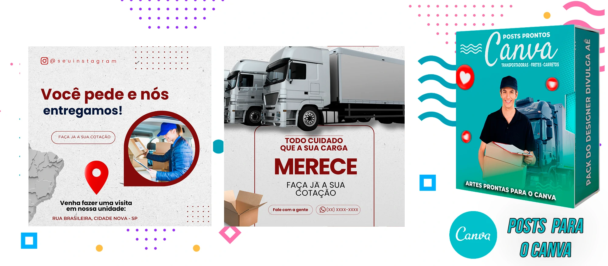 Pack de Posts Prontos - Transportadoras - Fretes - Carreto no Canva + Legendas - Imagem 25