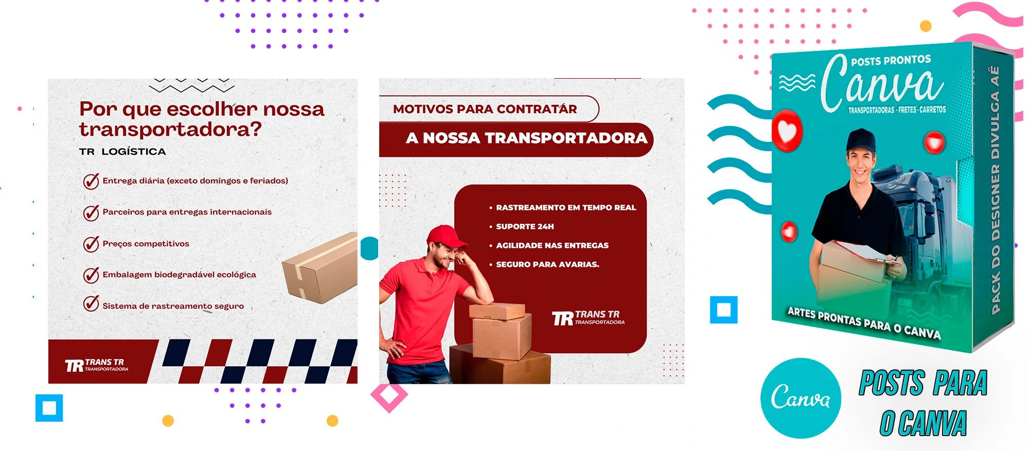 Pack de Posts Prontos - Transportadoras - Fretes - Carreto no Canva + Legendas - Imagem 29