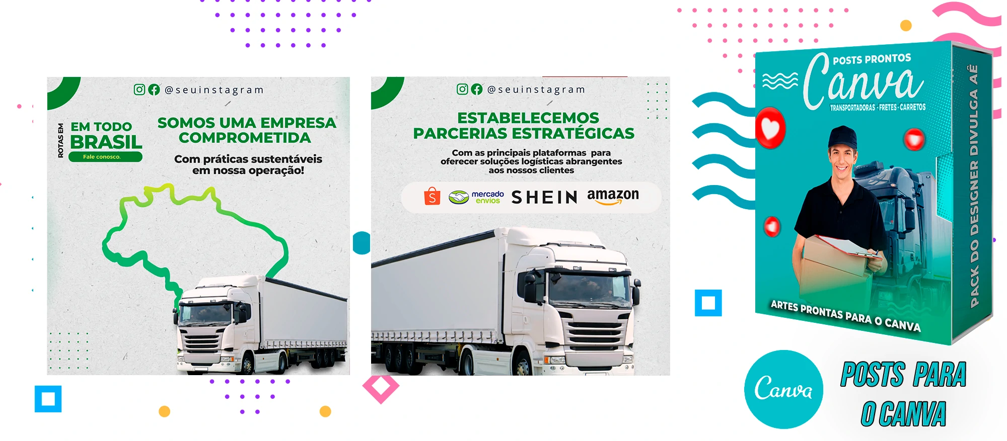 Pack de Posts Prontos - Transportadoras - Fretes - Carreto no Canva + Legendas - Imagem 30