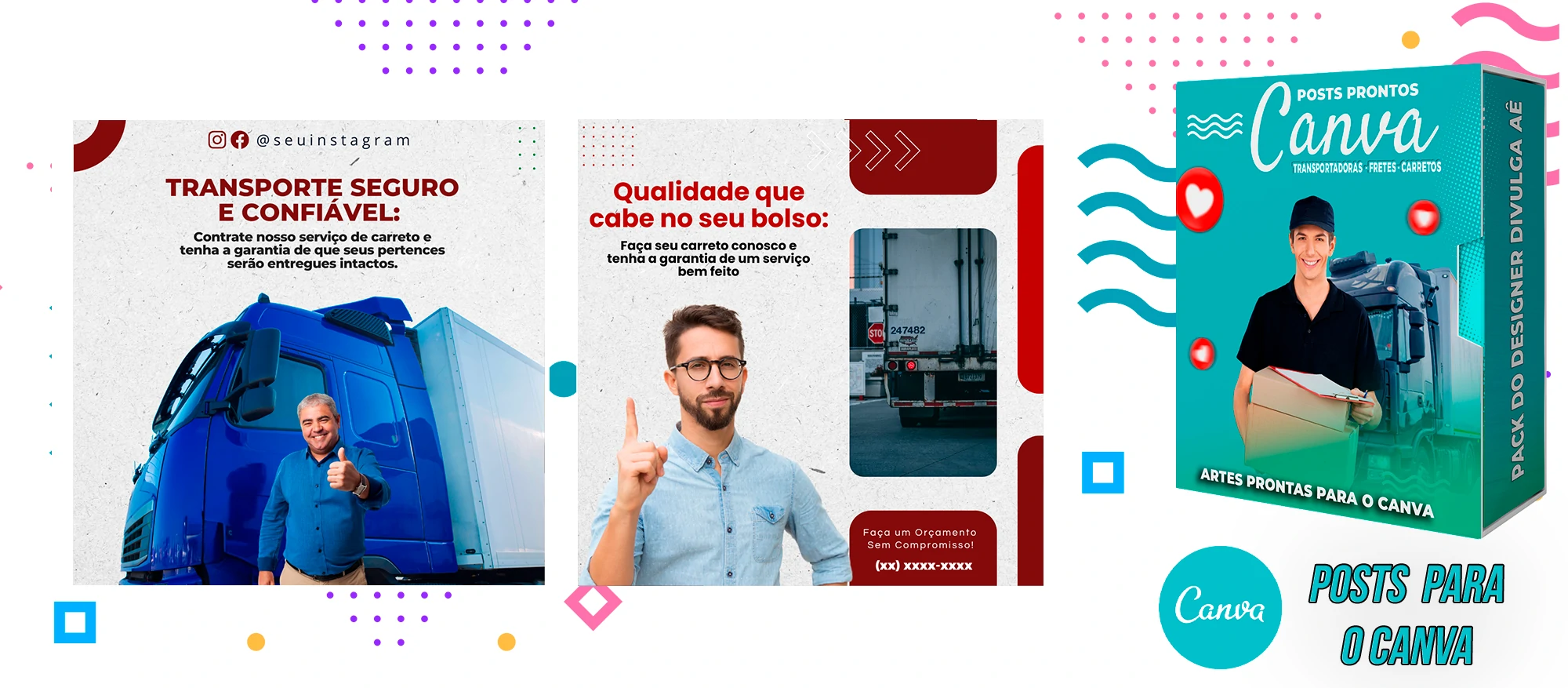 Pack de Posts Prontos - Transportadoras - Fretes - Carreto no Canva + Legendas - Imagem 31