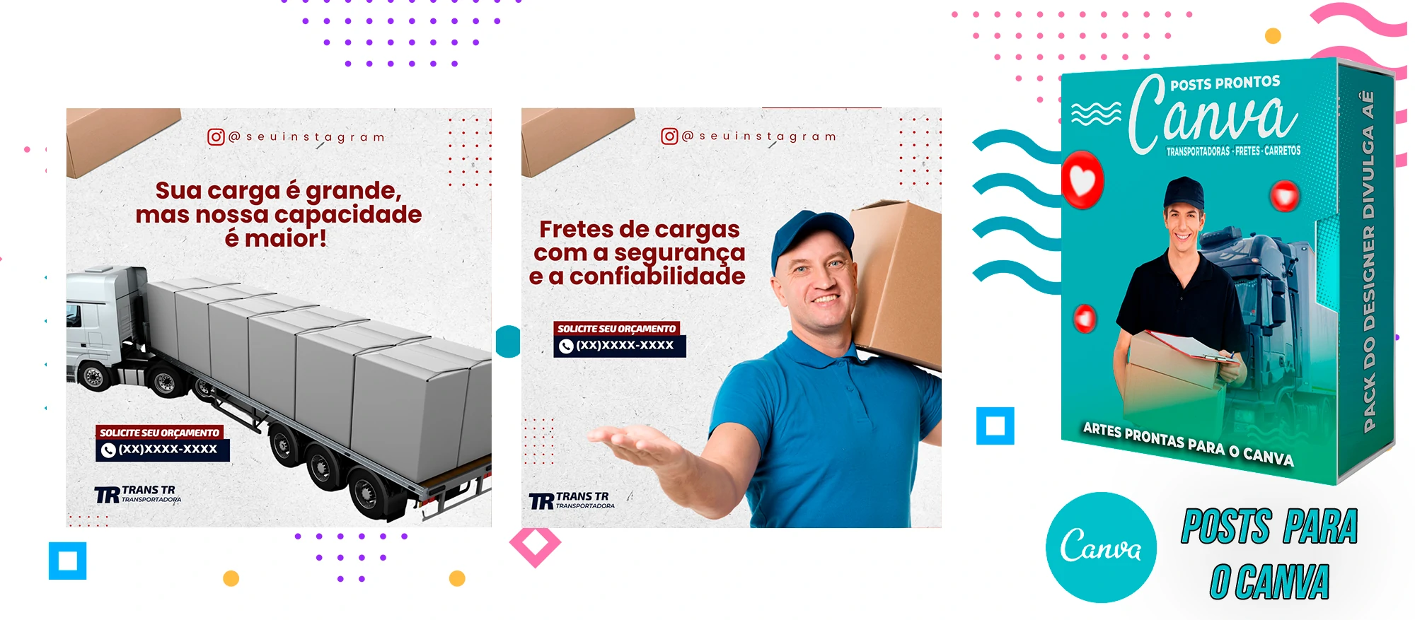 Pack de Posts Prontos - Transportadoras - Fretes - Carreto no Canva + Legendas - Imagem 32