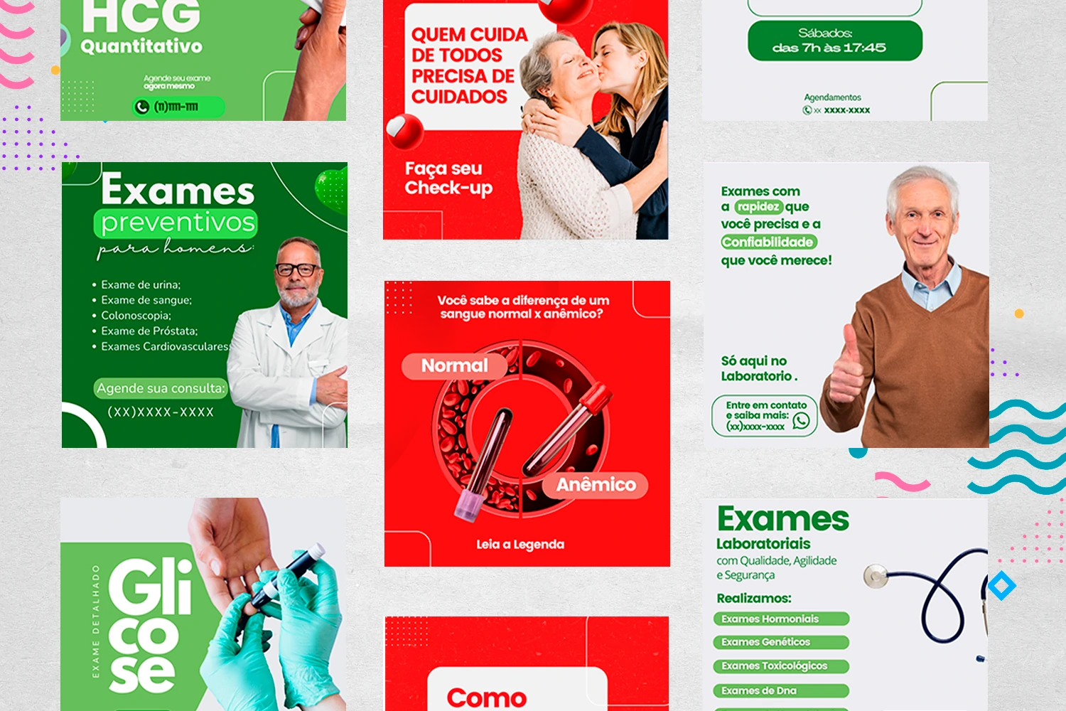 Pack de Posts Prontos para o Canva - Laboratórios Médicos - Laboratório de Análises Clínicas + Legendas - Imagem 33