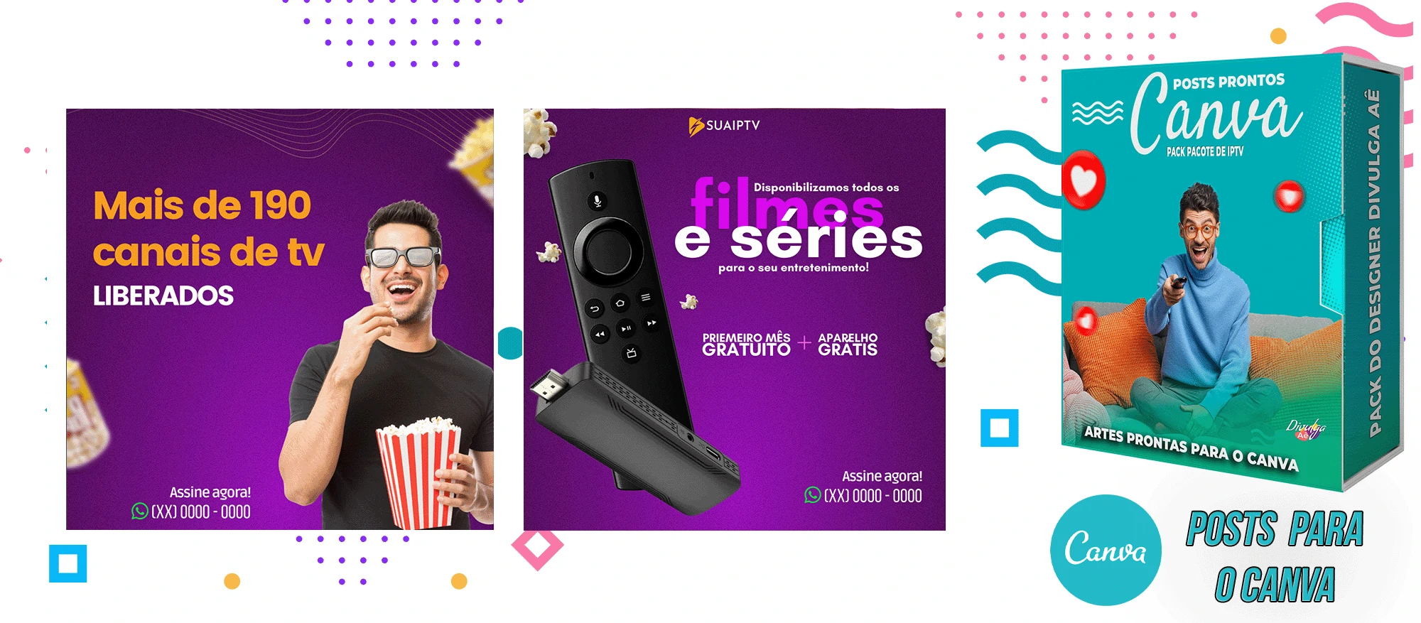 Pack de Posts Prontos para o Canva com legendas - Provedor e Iptv - Vendas de Canais de Tv - Imagem 11