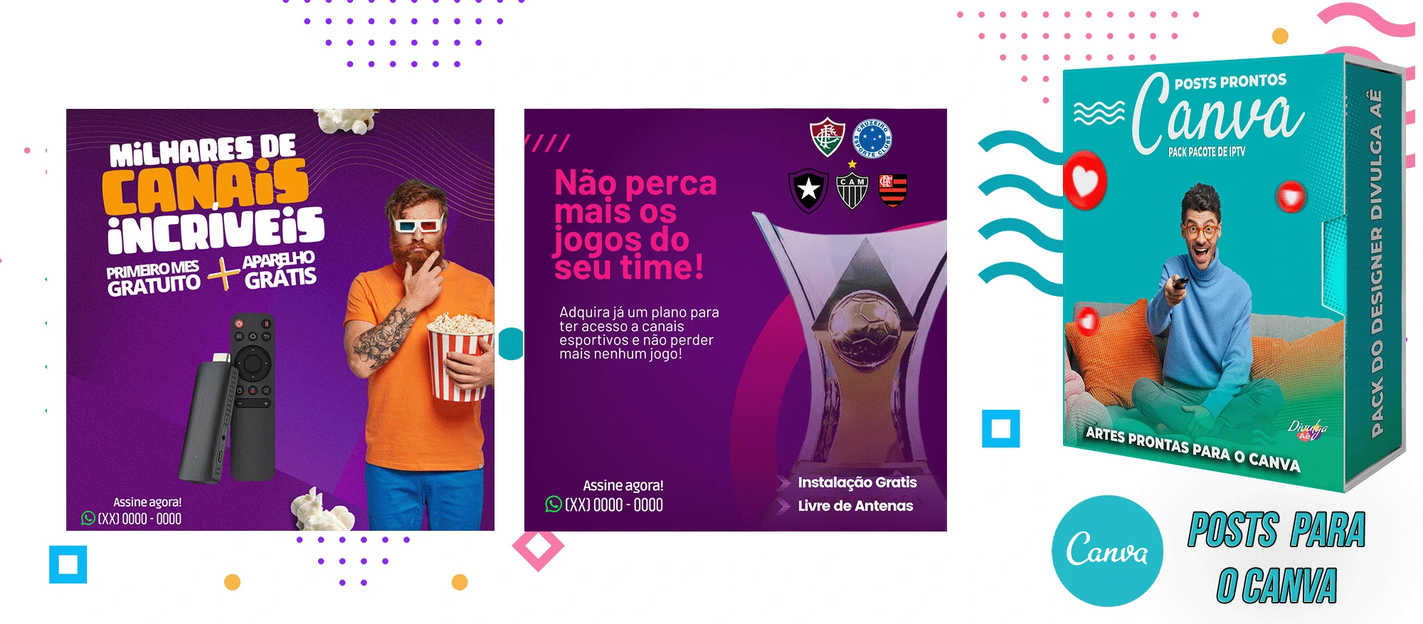 Pack de Posts Prontos para o Canva com legendas - Provedor e Iptv - Vendas de Canais de Tv - Imagem 37