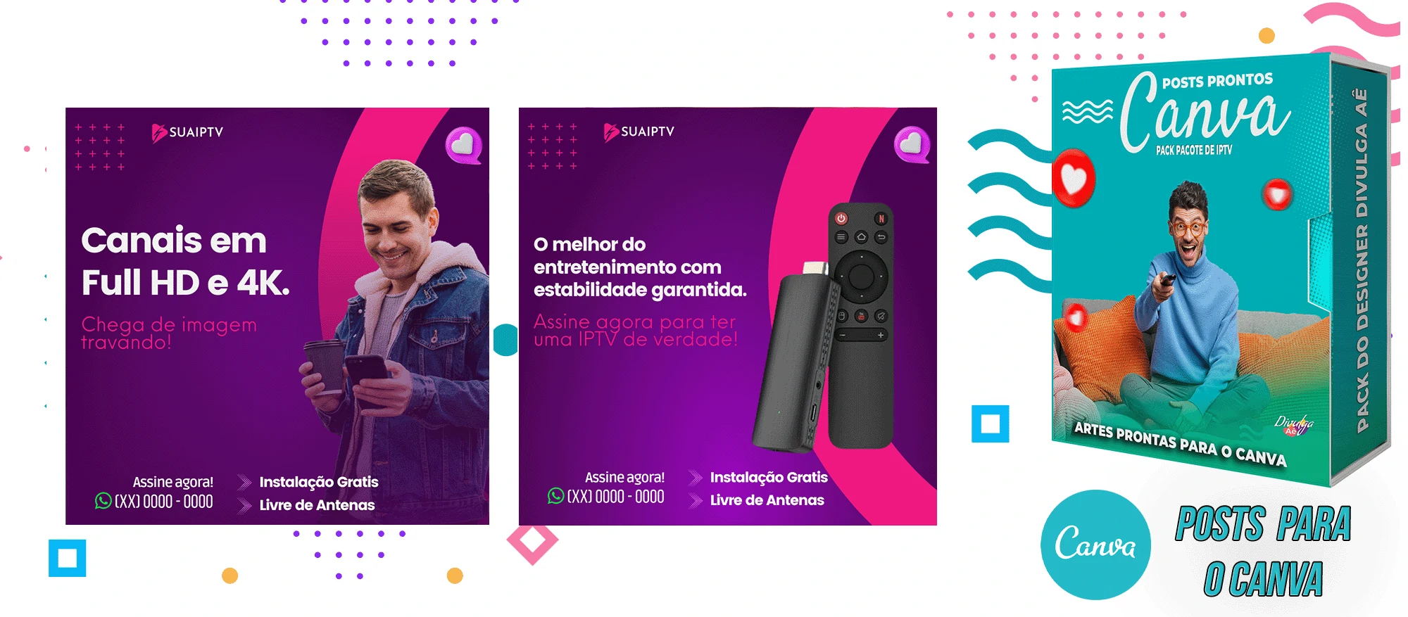 Pack de Posts Prontos para o Canva com legendas - Provedor e Iptv - Vendas de Canais de Tv - Imagem 31