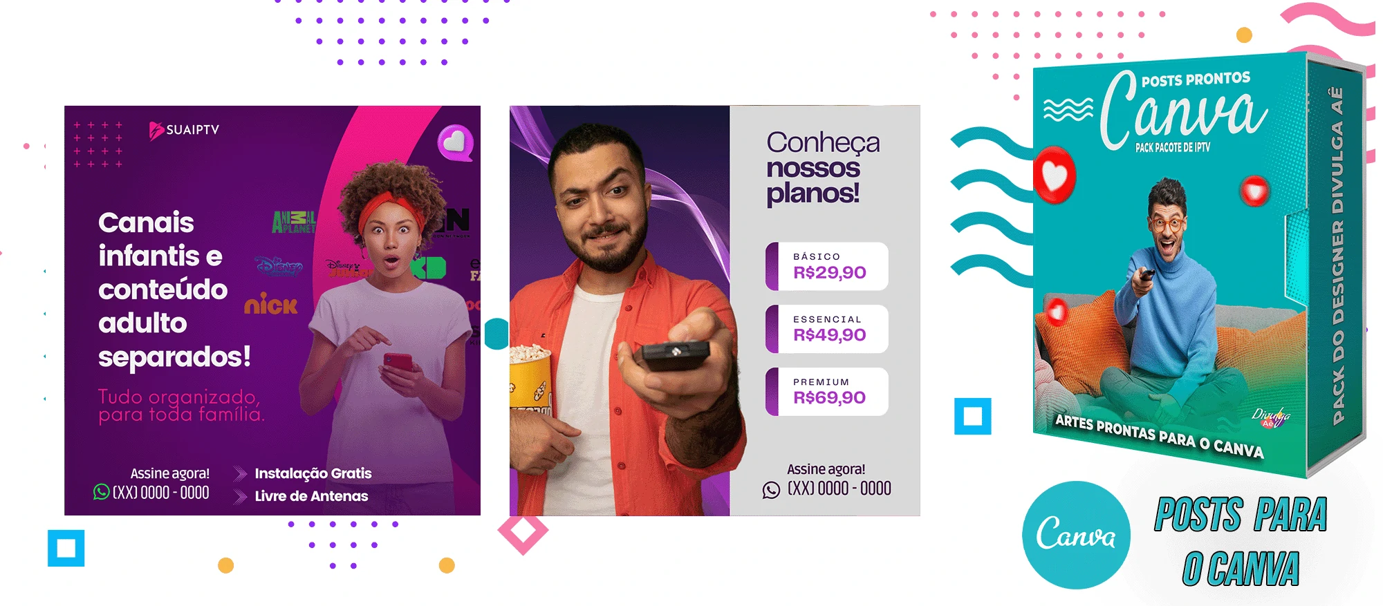 Pack de Posts Prontos para o Canva com legendas - Provedor e Iptv - Vendas de Canais de Tv - Imagem 41