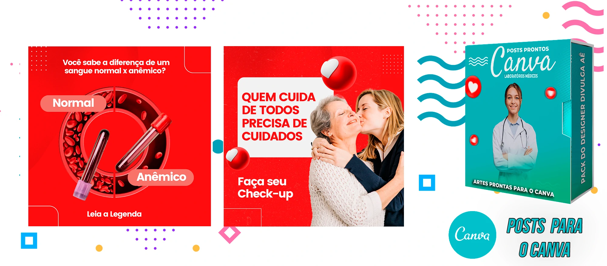 Pack de Posts Prontos para o Canva - Laboratórios Médicos - Laboratório de Análises Clínicas + Legendas - Imagem 2