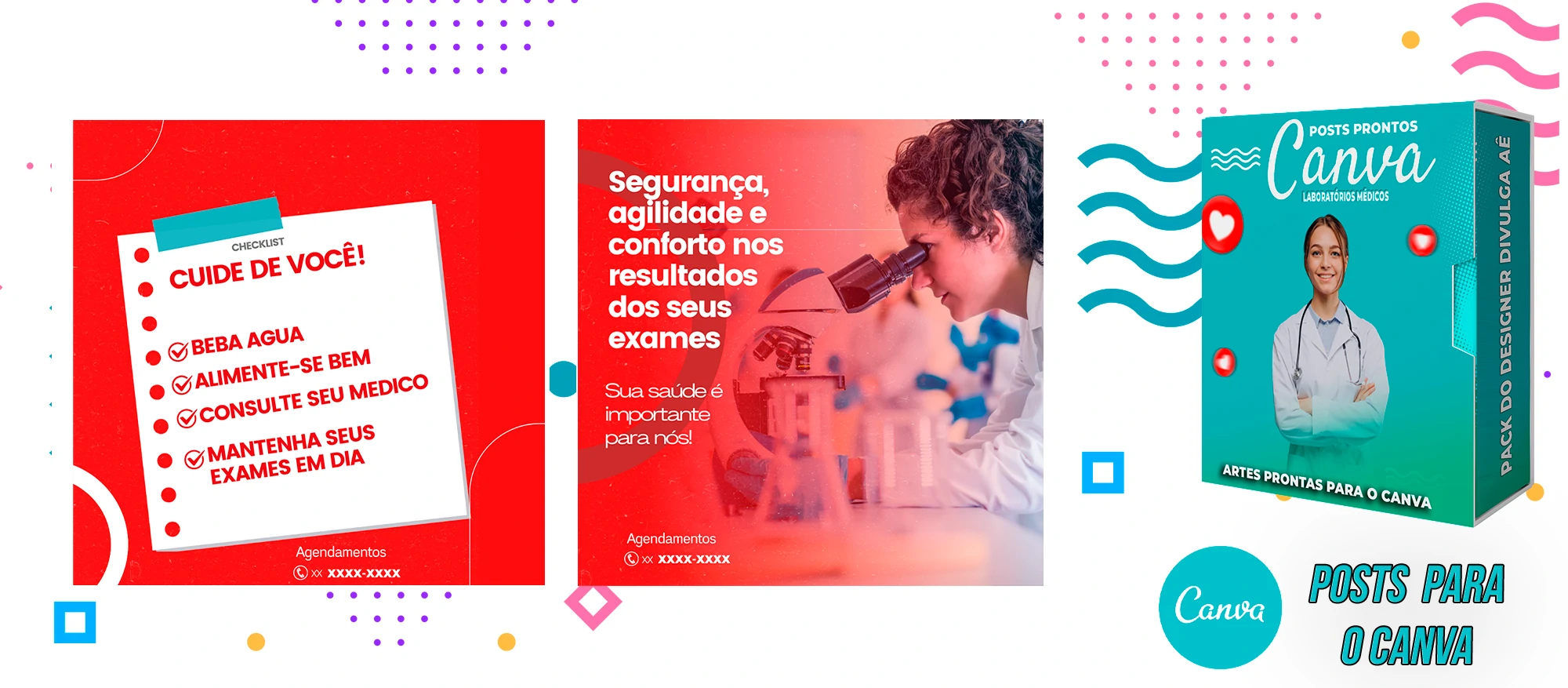 Pack de Posts Prontos para o Canva - Laboratórios Médicos - Laboratório de Análises Clínicas + Legendas - Imagem 17