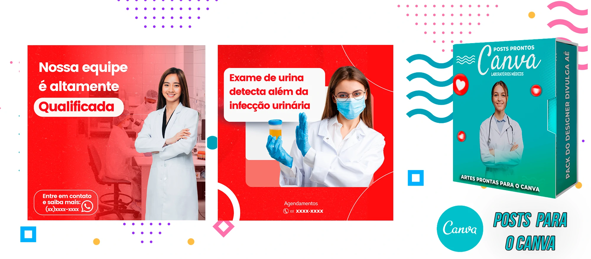 Pack de Posts Prontos para o Canva - Laboratórios Médicos - Laboratório de Análises Clínicas + Legendas - Imagem 13