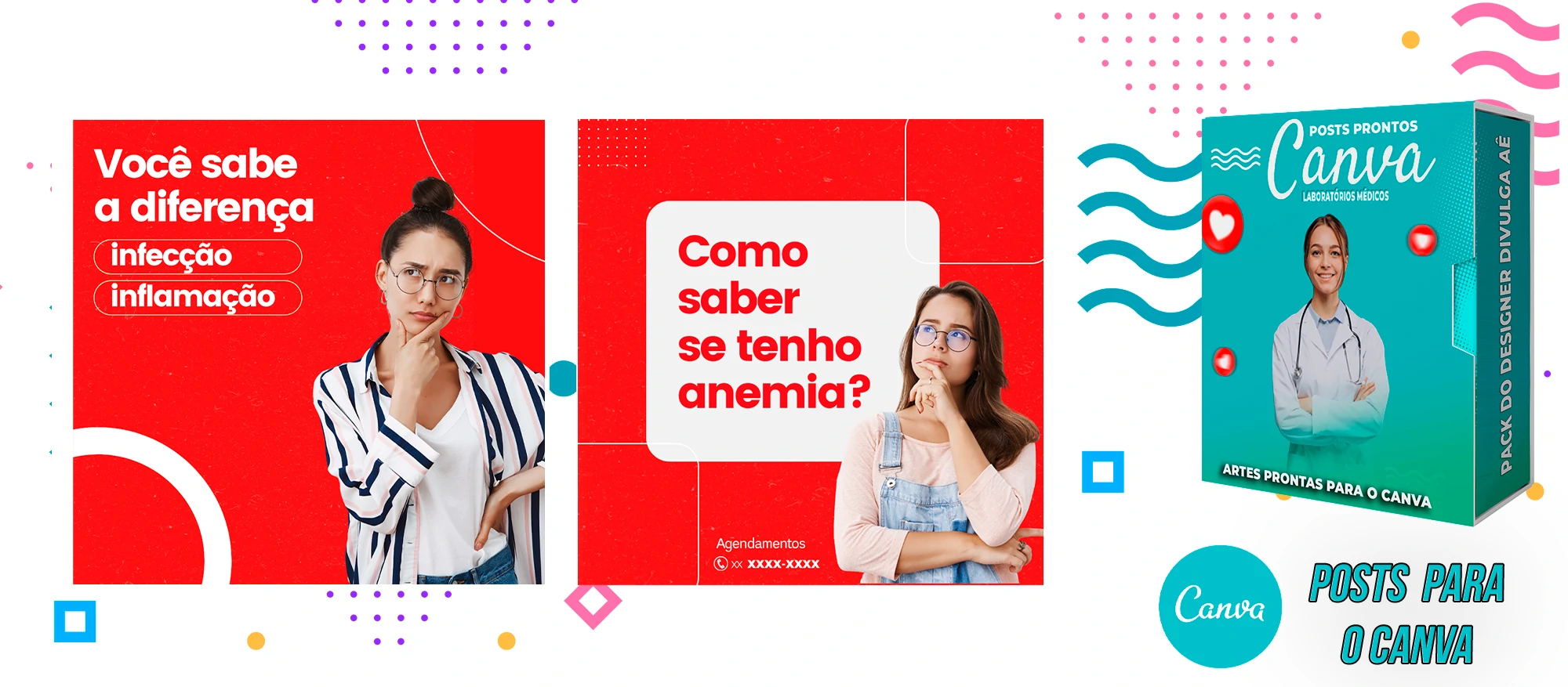 Pack de Posts Prontos para o Canva - Laboratórios Médicos - Laboratório de Análises Clínicas + Legendas - Imagem 4