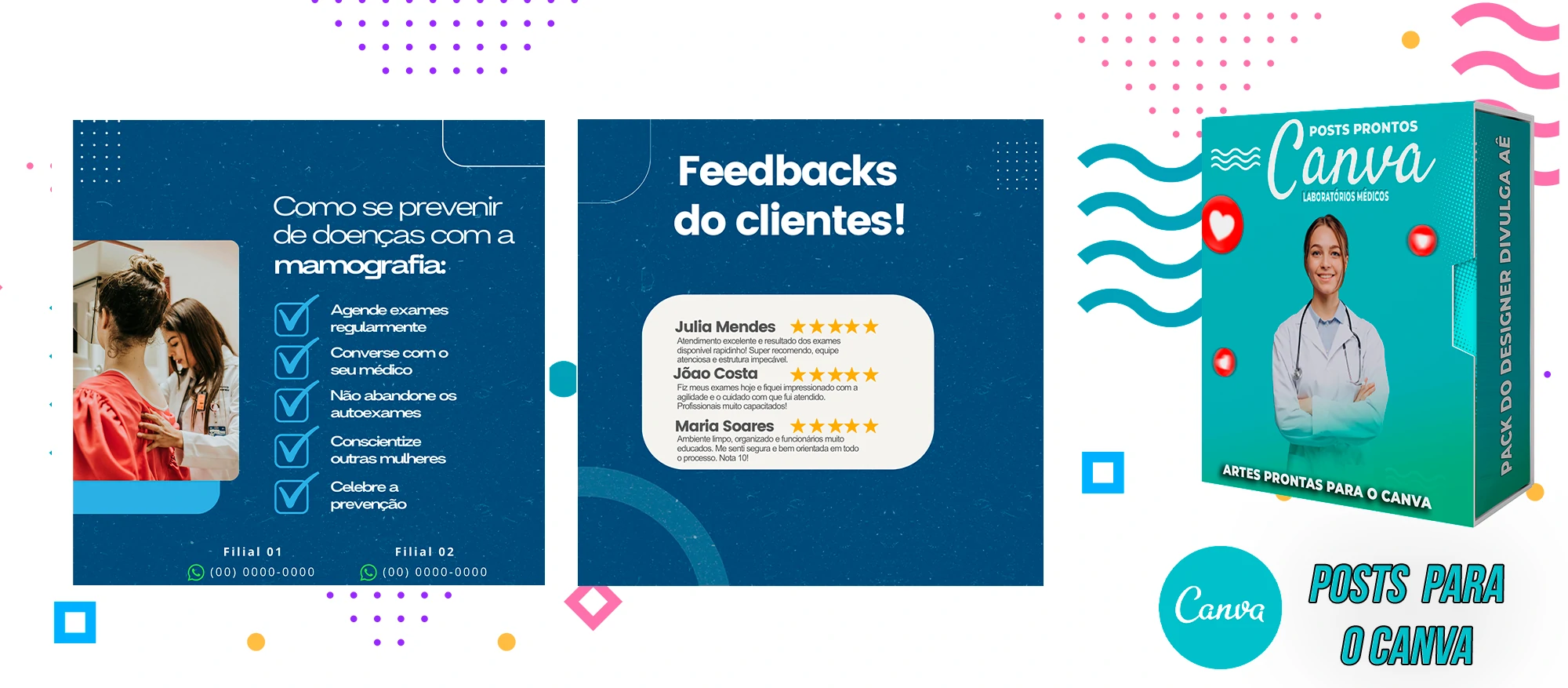 Pack de Posts Prontos para o Canva - Laboratórios Médicos - Laboratório de Análises Clínicas + Legendas - Imagem 24