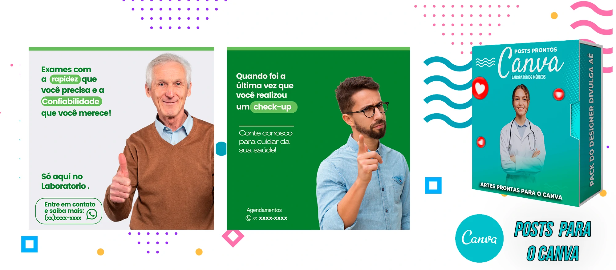 Pack de Posts Prontos para o Canva - Laboratórios Médicos - Laboratório de Análises Clínicas + Legendas - Imagem 3