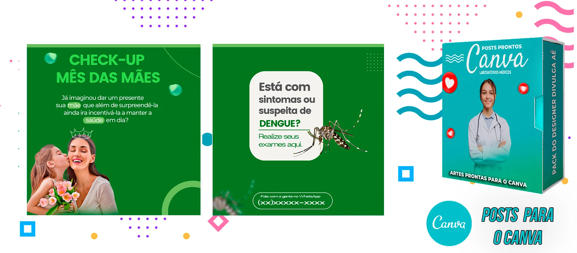 Pack de Posts Prontos para o Canva - Laboratórios Médicos - Laboratório de Análises Clínicas + Legendas - Imagem 14