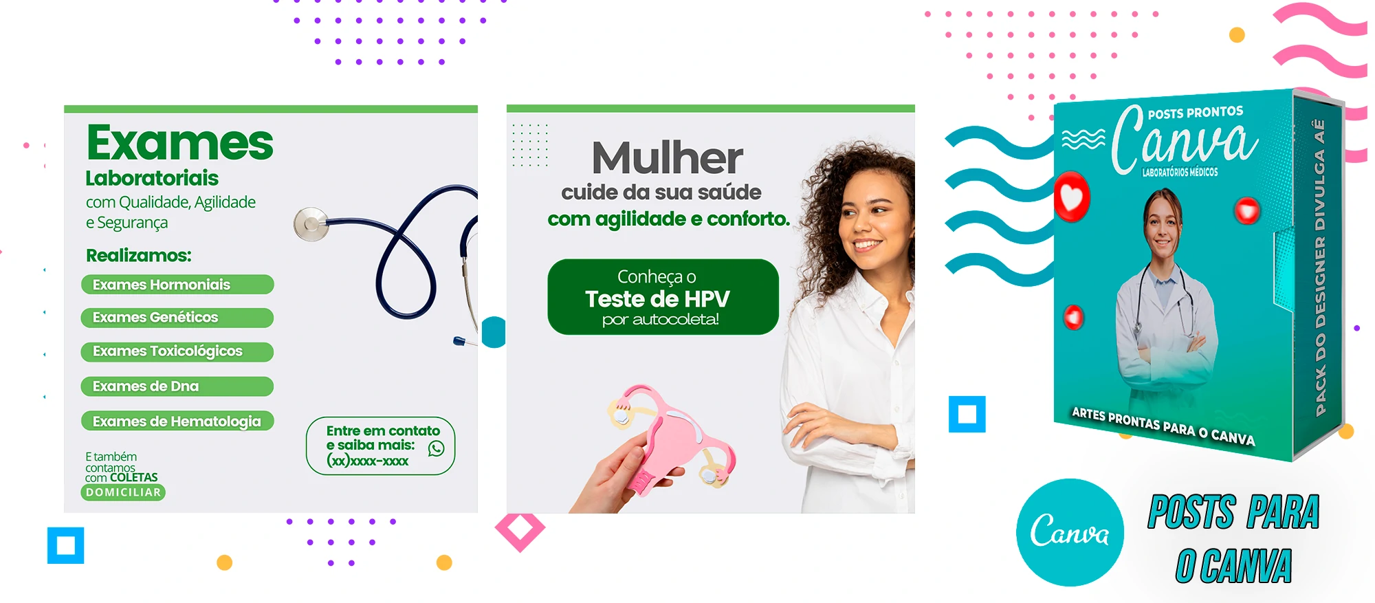 Pack de Posts Prontos para o Canva - Laboratórios Médicos - Laboratório de Análises Clínicas + Legendas - Imagem 19