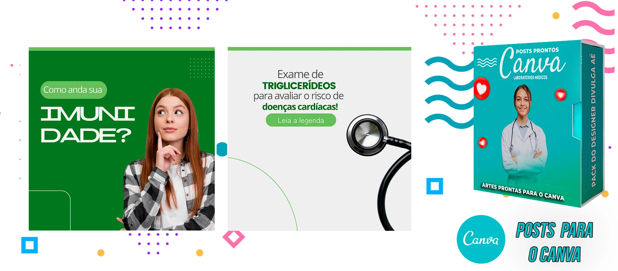 Pack de Posts Prontos para o Canva - Laboratórios Médicos - Laboratório de Análises Clínicas + Legendas - Imagem 8