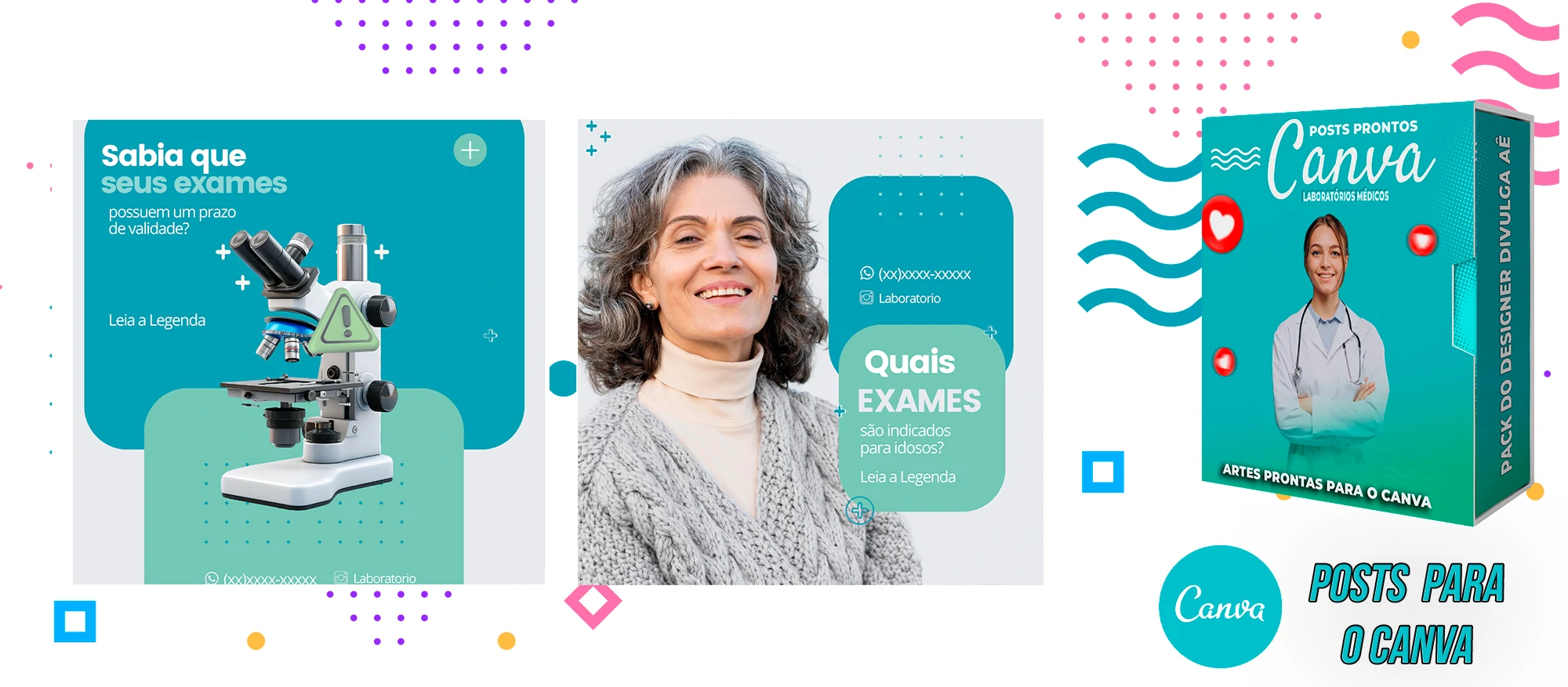 Pack de Posts Prontos para o Canva - Laboratórios Médicos - Laboratório de Análises Clínicas + Legendas - Imagem 18