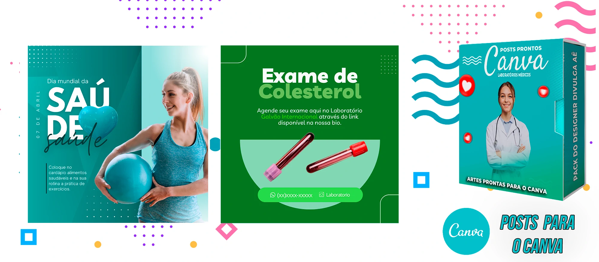 Pack de Posts Prontos para o Canva - Laboratórios Médicos - Laboratório de Análises Clínicas + Legendas - Imagem 5