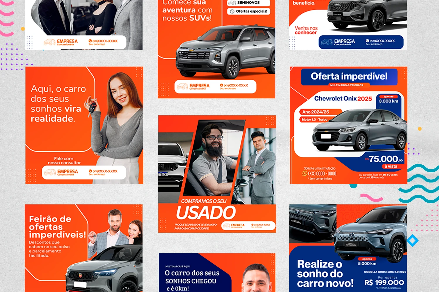 Pack de Posts Prontos para o Canva - Concessionária + Legendas - Venda de Carros e Motos - Imagem 44