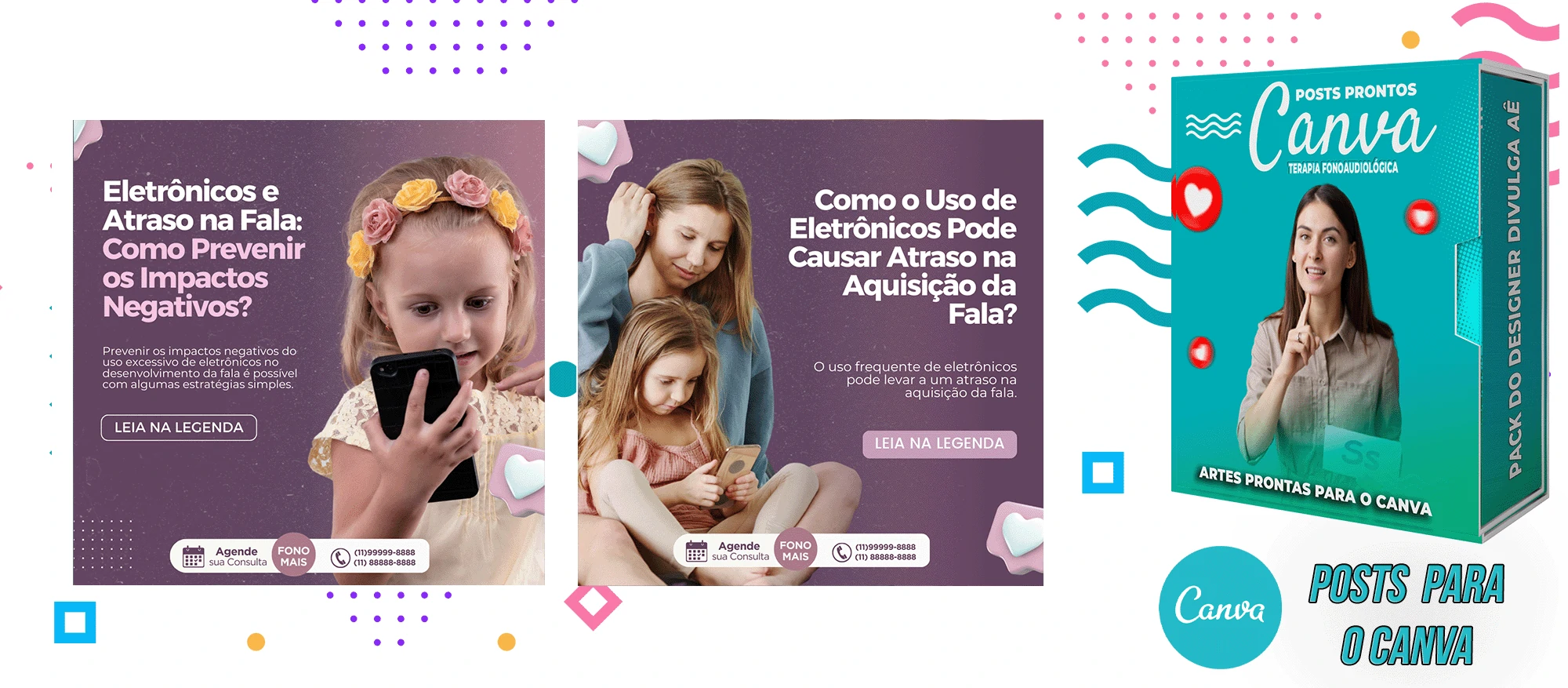 Pack de Posts Prontos para o Canva - Fonoaudiólogo + Legendas Prontas - Imagem 29