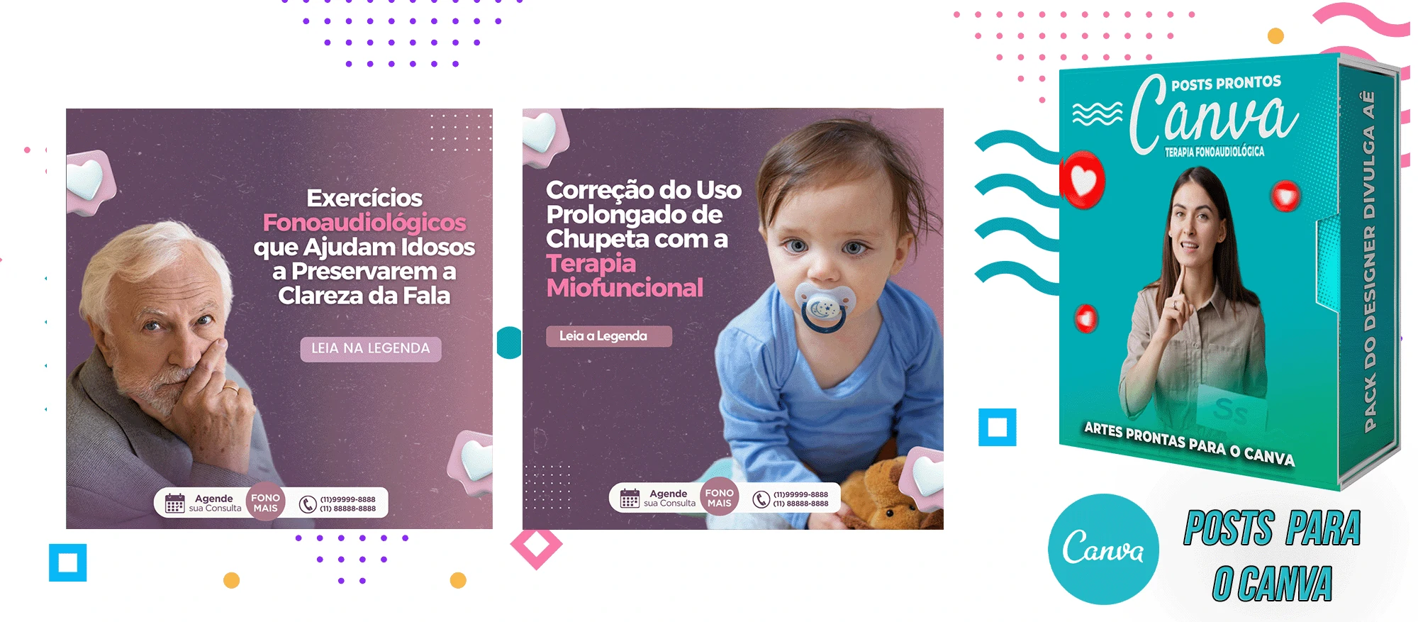 Pack de Posts Prontos para o Canva - Fonoaudiólogo + Legendas Prontas - Imagem 5