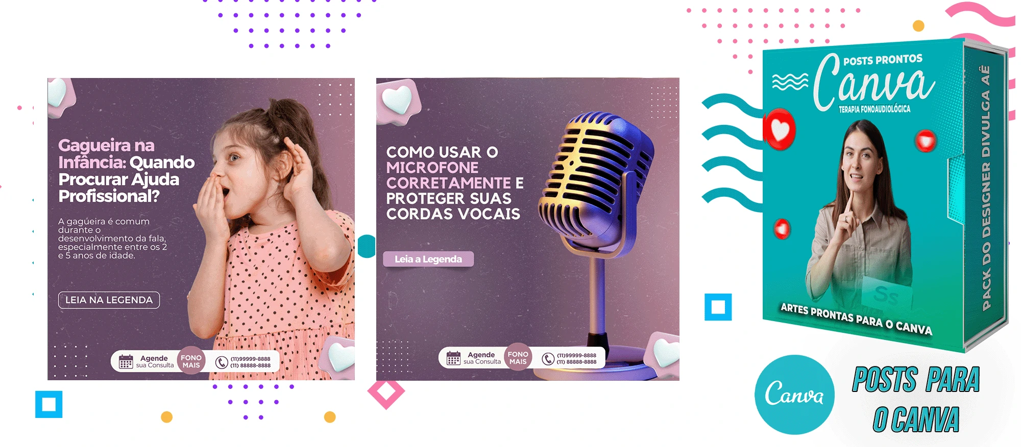 Pack de Posts Prontos para o Canva - Fonoaudiólogo + Legendas Prontas - Imagem 10