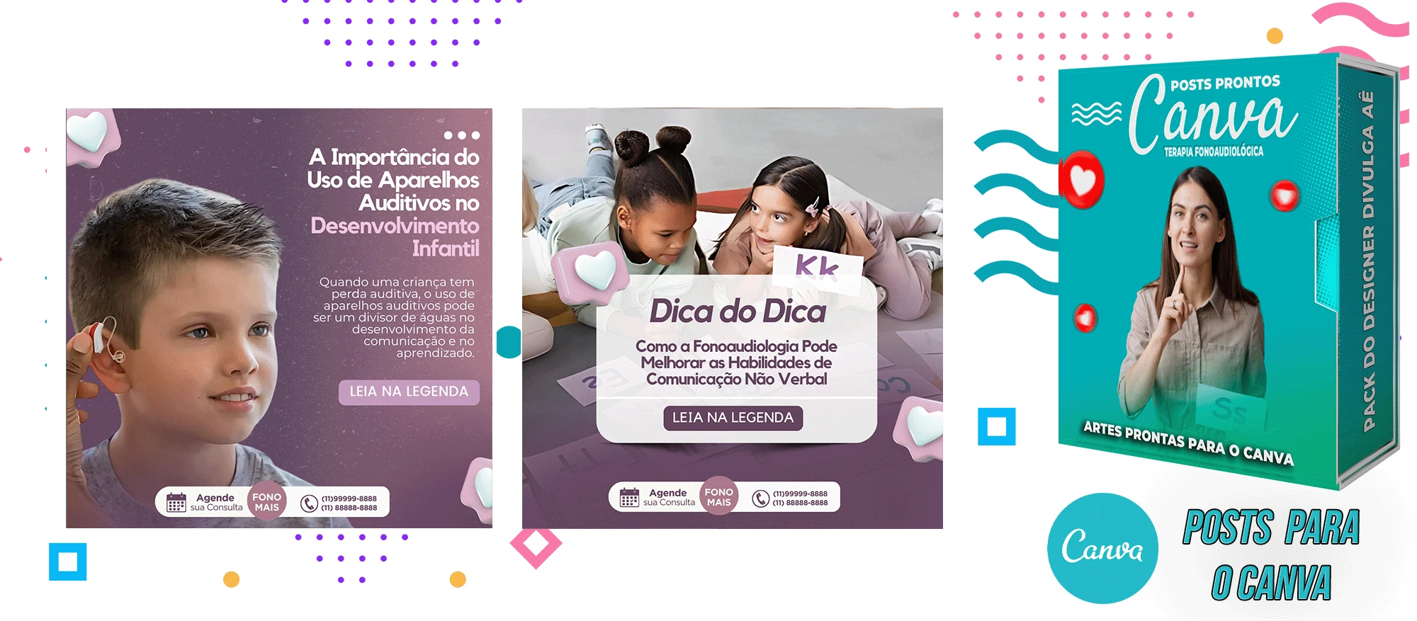 Pack de Posts Prontos para o Canva - Fonoaudiólogo + Legendas Prontas - Imagem 8