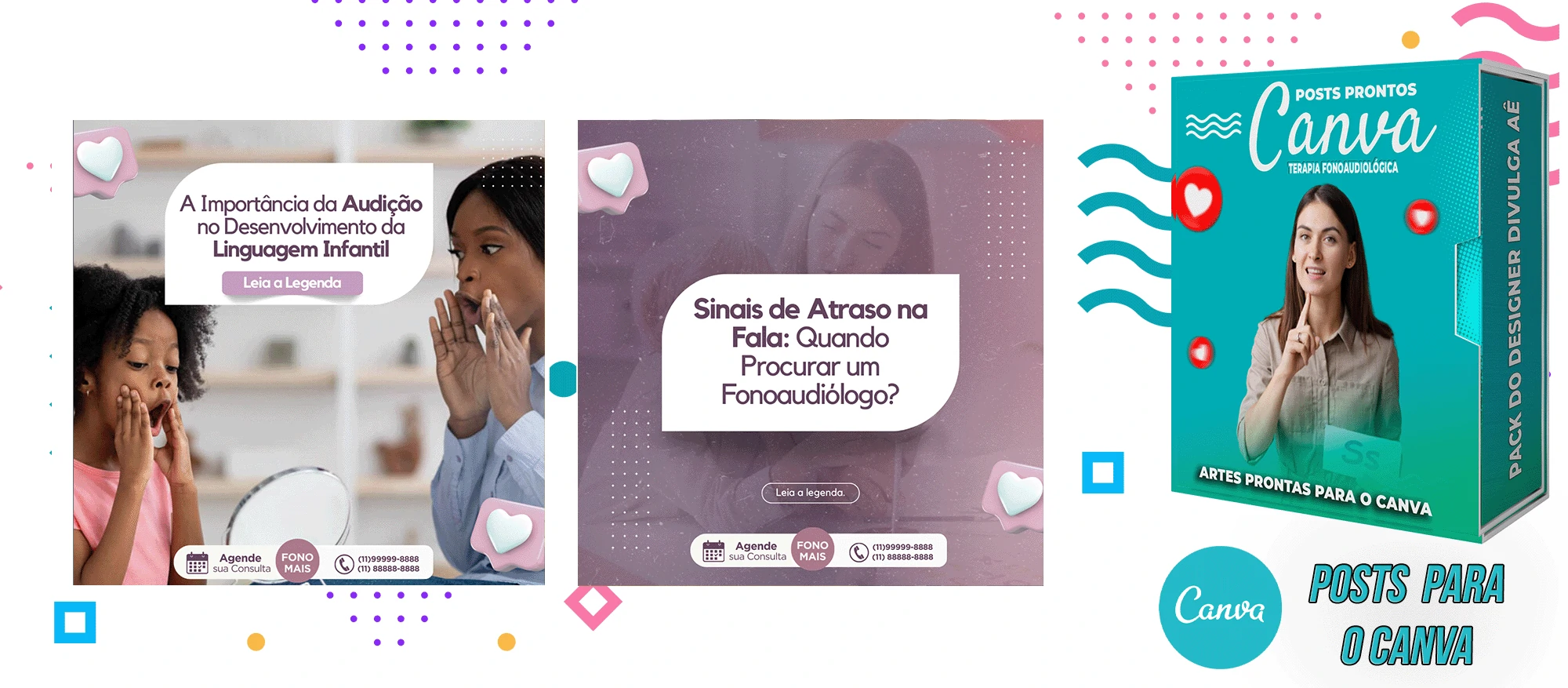 Pack de Posts Prontos para o Canva - Fonoaudiólogo + Legendas Prontas - Imagem 2