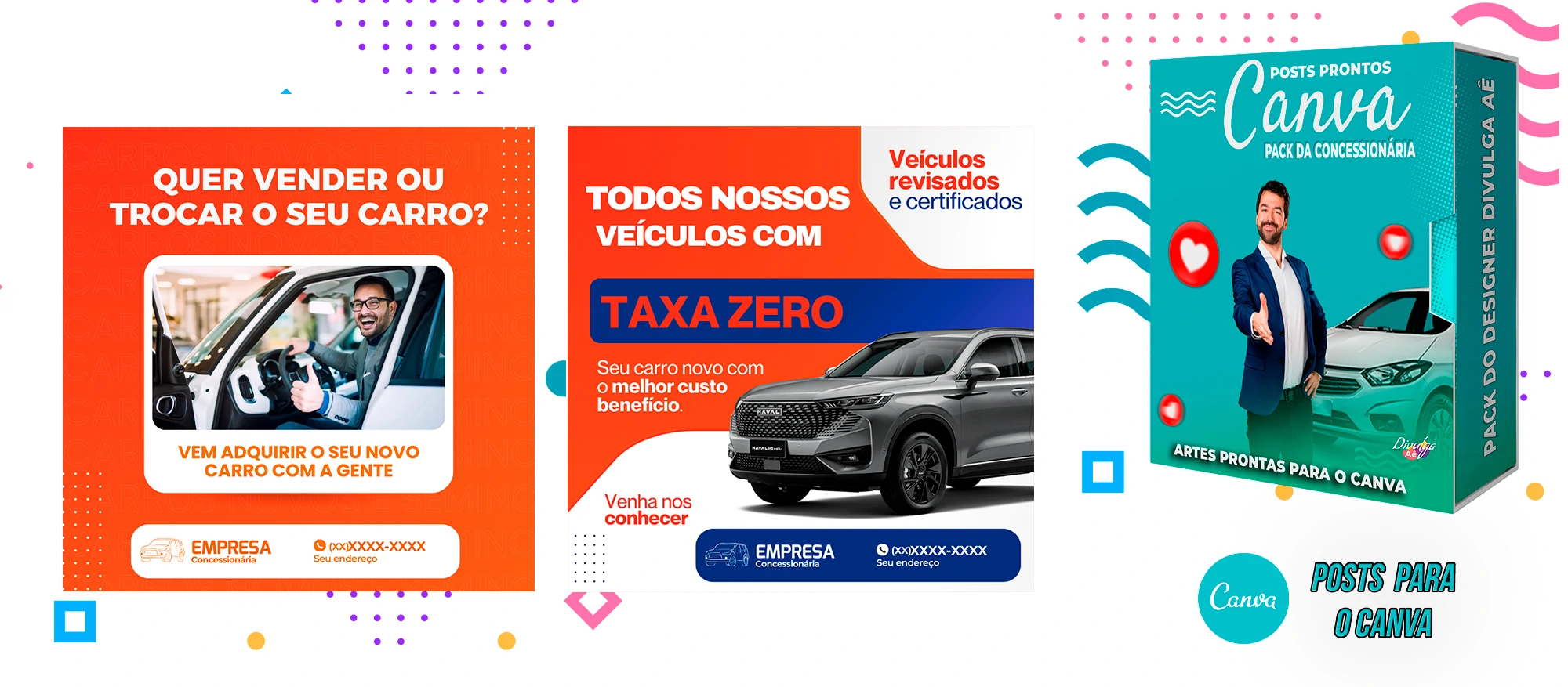 Pack de Posts Prontos para o Canva - Concessionária + Legendas - Venda de Carros e Motos - Imagem 12