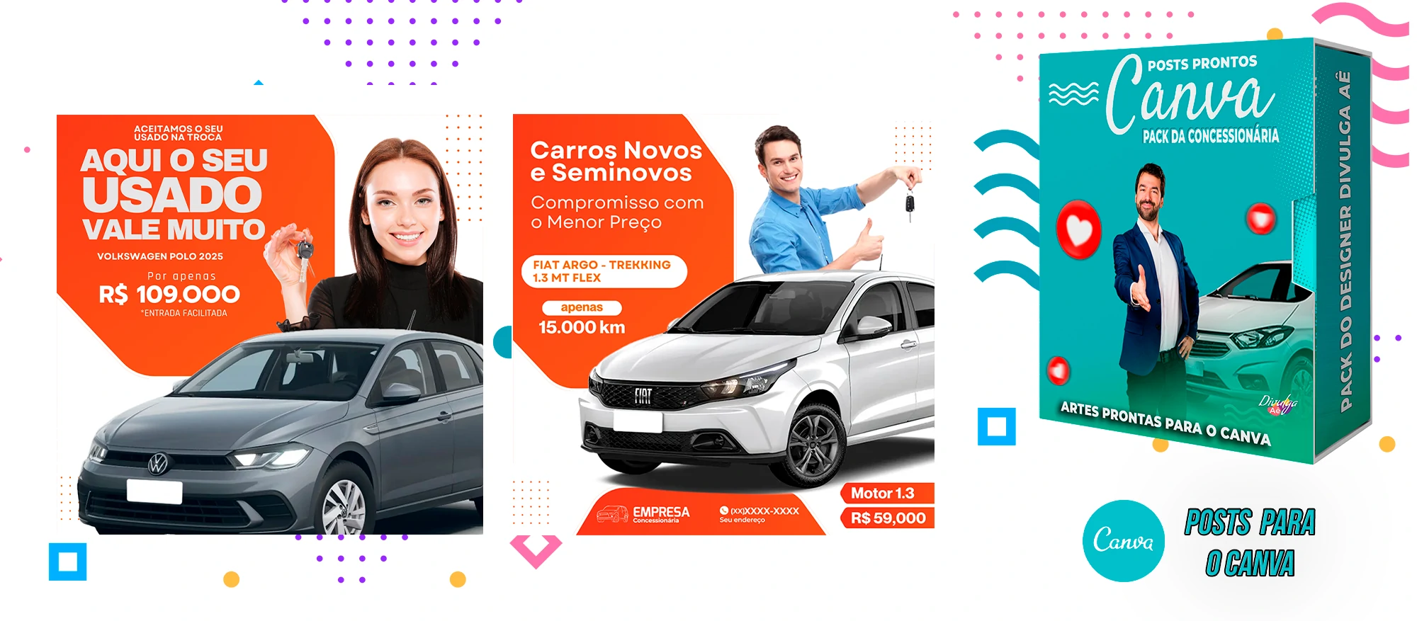 Pack de Posts Prontos para o Canva - Concessionária + Legendas - Venda de Carros e Motos - Imagem 14