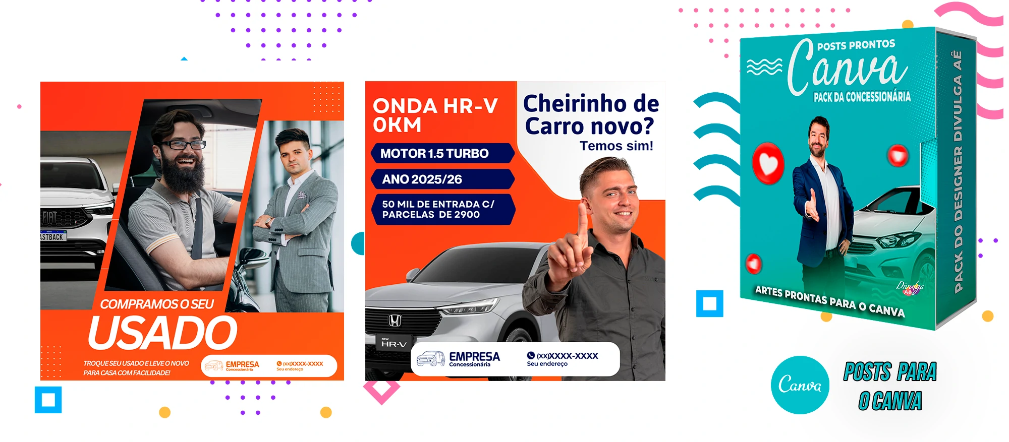Pack de Posts Prontos para o Canva - Concessionária + Legendas - Venda de Carros e Motos - Imagem 20