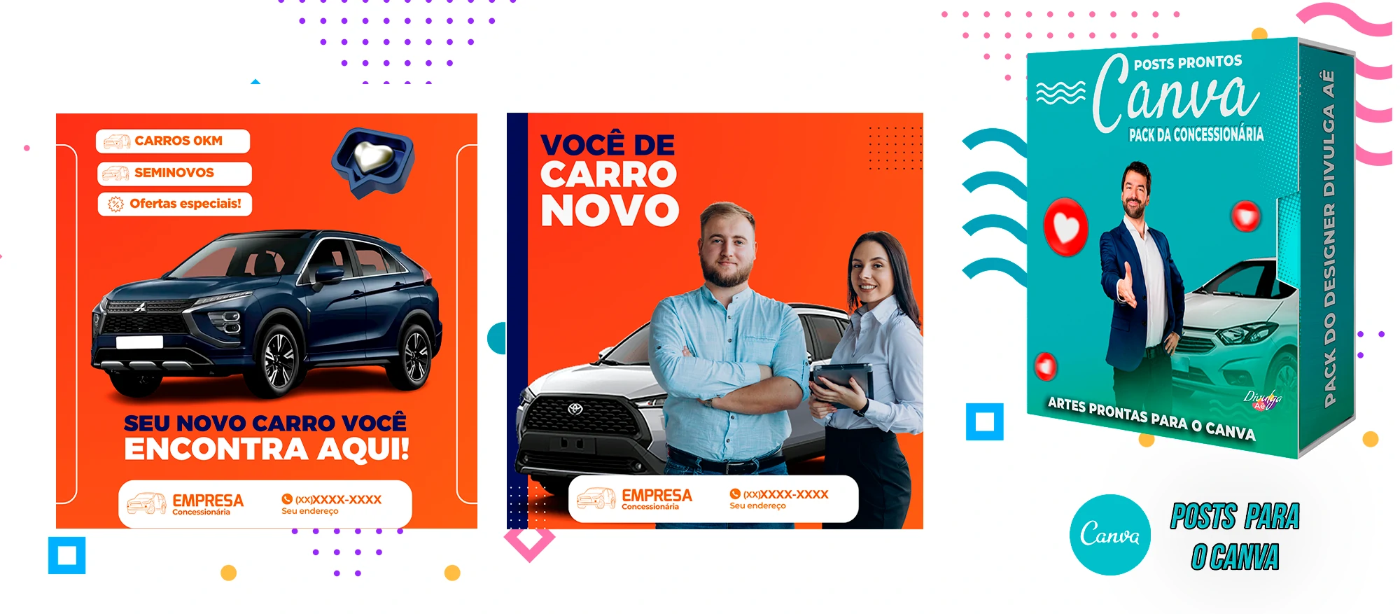 Pack de Posts Prontos para o Canva - Concessionária + Legendas - Venda de Carros e Motos - Imagem 7