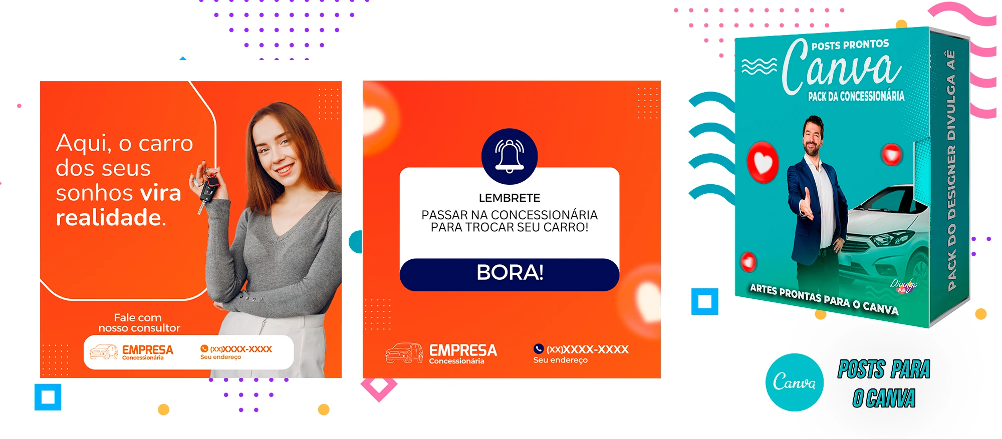 Pack de Posts Prontos para o Canva - Concessionária + Legendas - Venda de Carros e Motos - Imagem 28