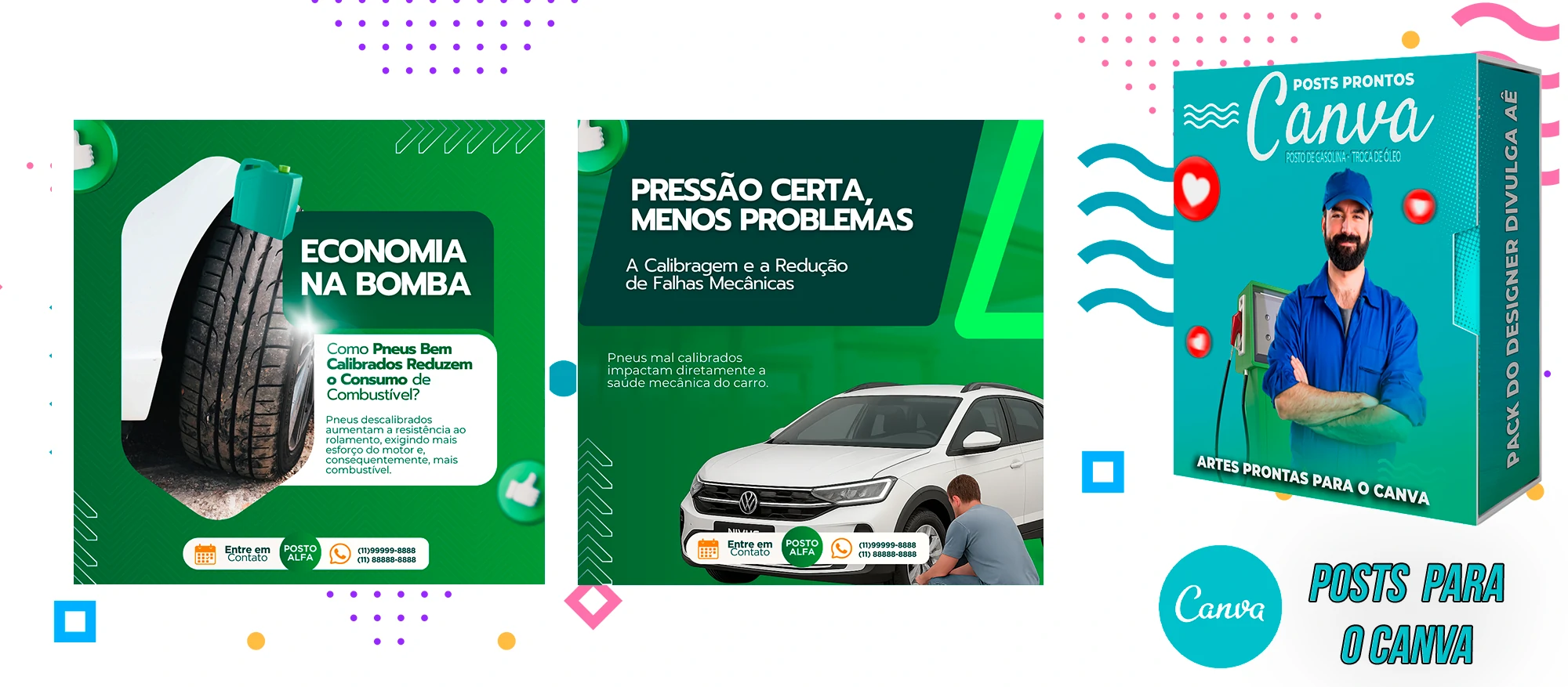 Mega Pack de Posts Prontos - Posto de Combustível - Troca de óleo + Legendas para o Canva - Imagem 2