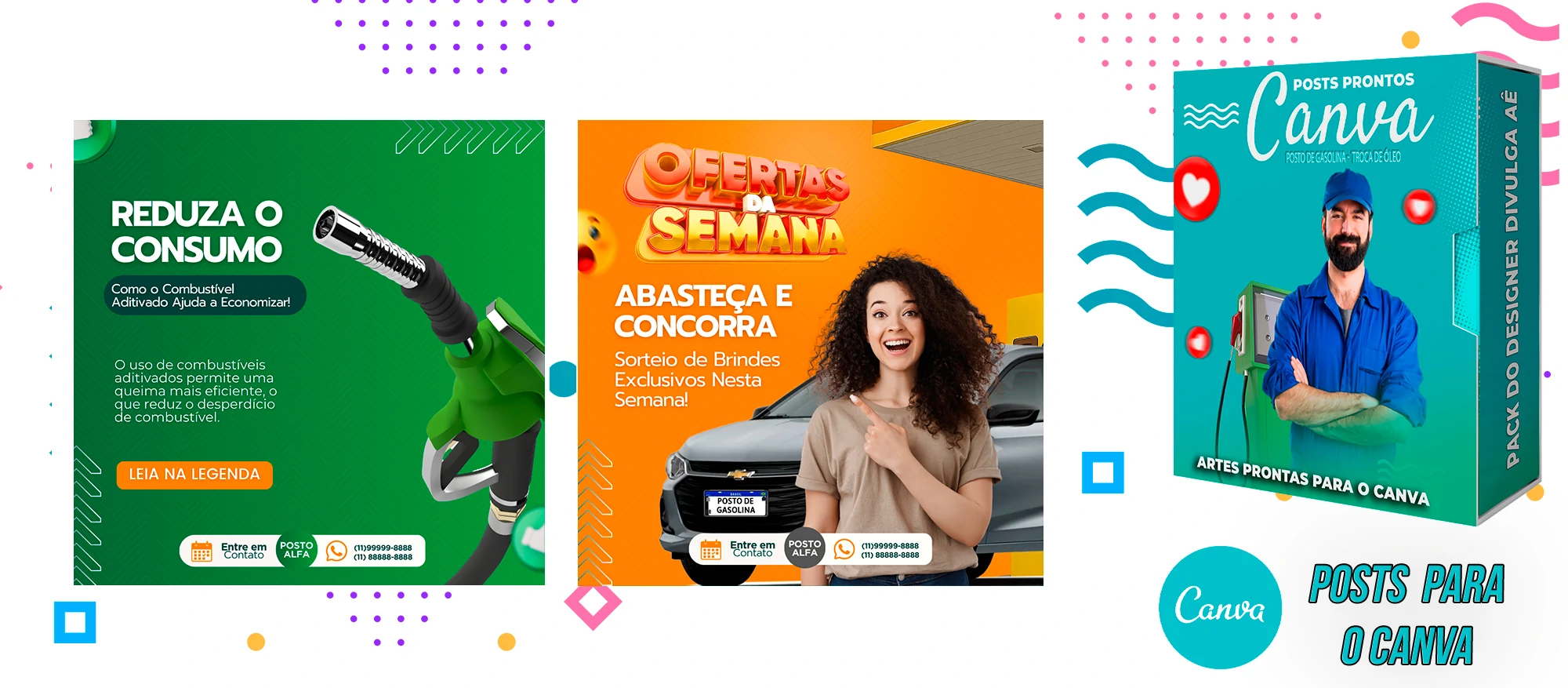 Mega Pack de Posts Prontos - Posto de Combustível - Troca de óleo + Legendas para o Canva - Imagem 3