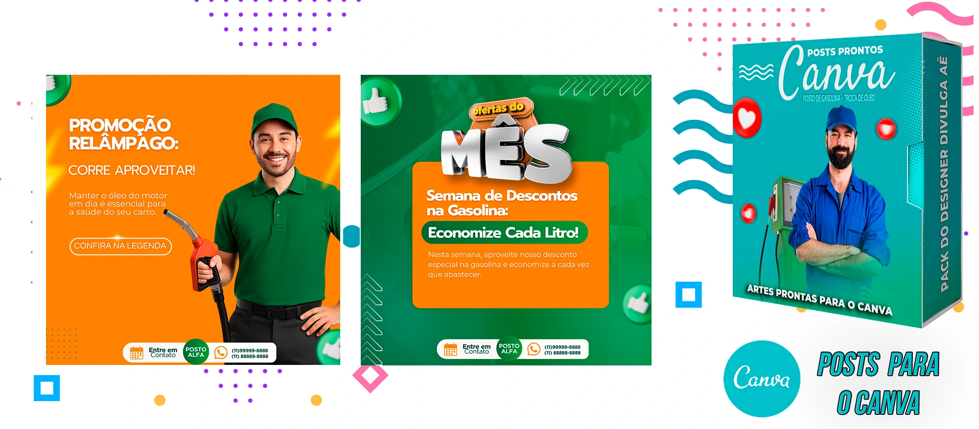 Mega Pack de Posts Prontos - Posto de Combustível - Troca de óleo + Legendas para o Canva - Imagem 10