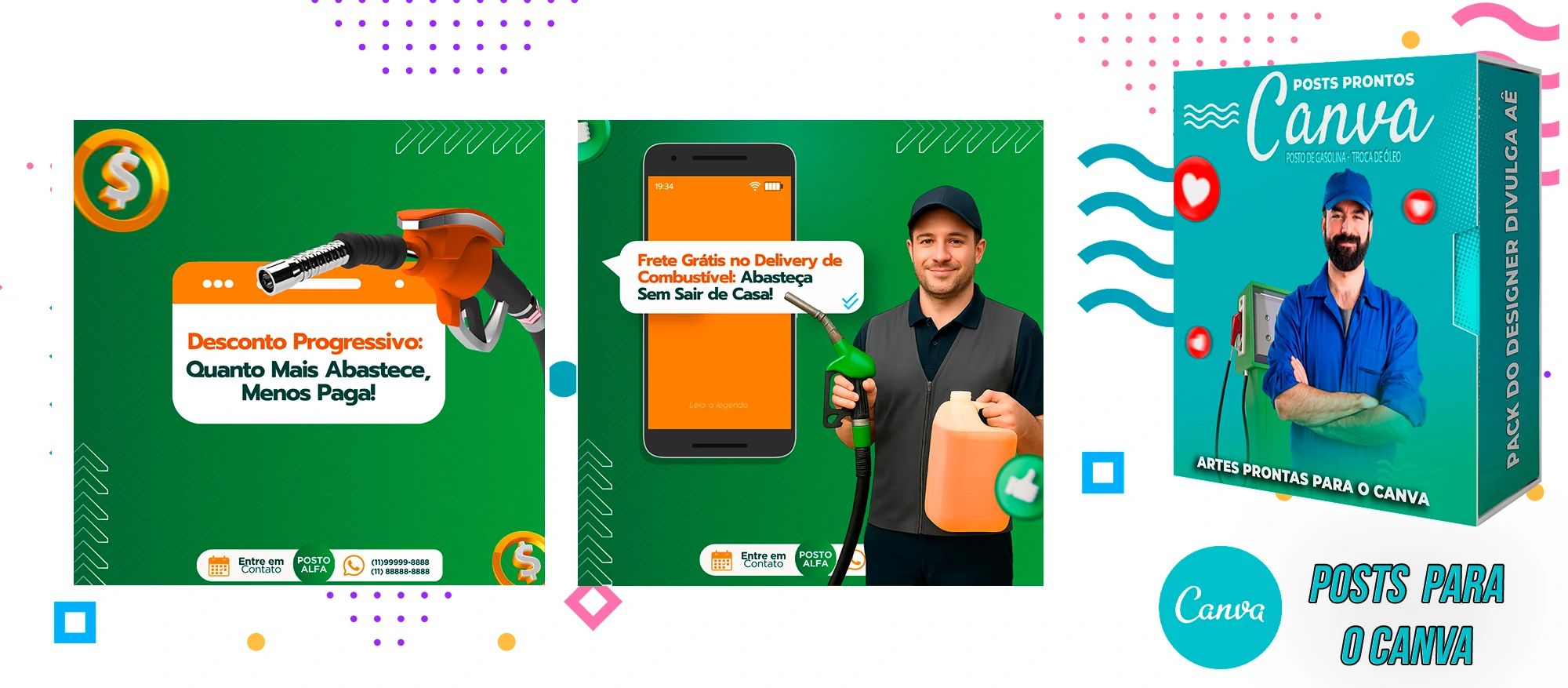 Mega Pack de Posts Prontos - Posto de Combustível - Troca de óleo + Legendas para o Canva - Imagem 5