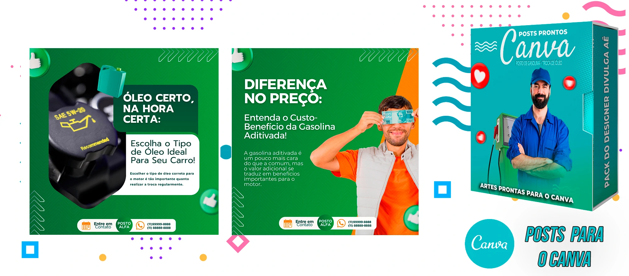 Mega Pack de Posts Prontos - Posto de Combustível - Troca de óleo + Legendas para o Canva - Imagem 11
